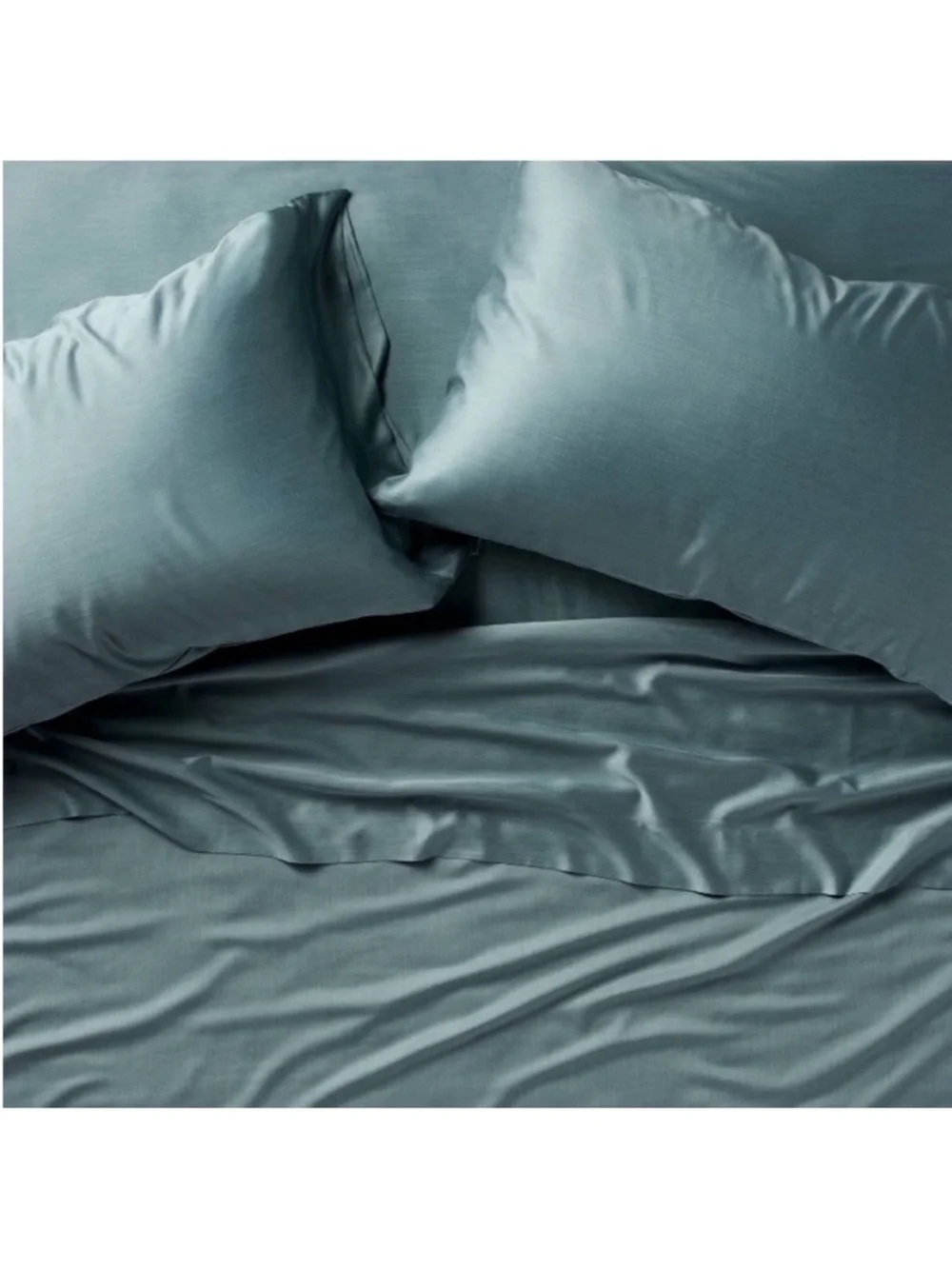 NWT Queen 400 Thread Count Rayon from Bamboo Sheet Set Light Teal Blue